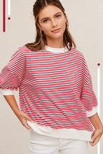 Load image into Gallery viewer, Crew Neck Stripe Short Sleeve Top
