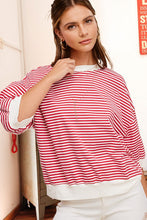 Load image into Gallery viewer, Crew Neck Stripe Short Sleeve Top
