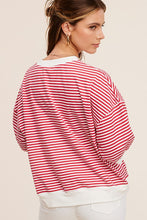 Load image into Gallery viewer, Crew Neck Stripe Short Sleeve Top
