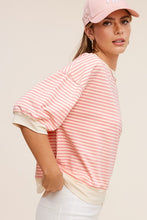 Load image into Gallery viewer, Crew Neck Stripe Short Sleeve Top
