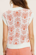 Load image into Gallery viewer, Flower Pattern Sleeveless Sweater Top
