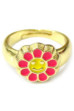 Load image into Gallery viewer, Gold and Pink Flower Ring
